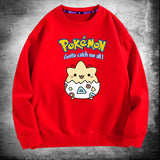 Men and Women Pokemon Pikachu Hoodie Jingling Bao Ke Meng Bo Ke Bi Crew Neck Pullover Sweatshirt