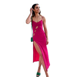 Music Festivals Rave Outfits Dress Sexy Hollow-out Backless Slim Fit Slit Dress