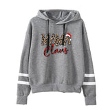 Boy Mama Hoodie Christmas Leopard Print Parallel Bars and Stripes Sweatshirt