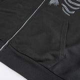 Skeleton Hoodie Autumn Sexy Loose Hooded Zipper Top