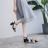Nude Wide Fit Block Heels Chunky Heel Sandals
