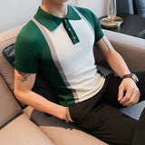 Men Polo Shirts Stretch Short Sleeve Lapel T-shirt