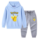 Children Pokemon Pikachu Hoodie & Pant Set Sweater Trousers Two-Piece Baby Cotton Suit