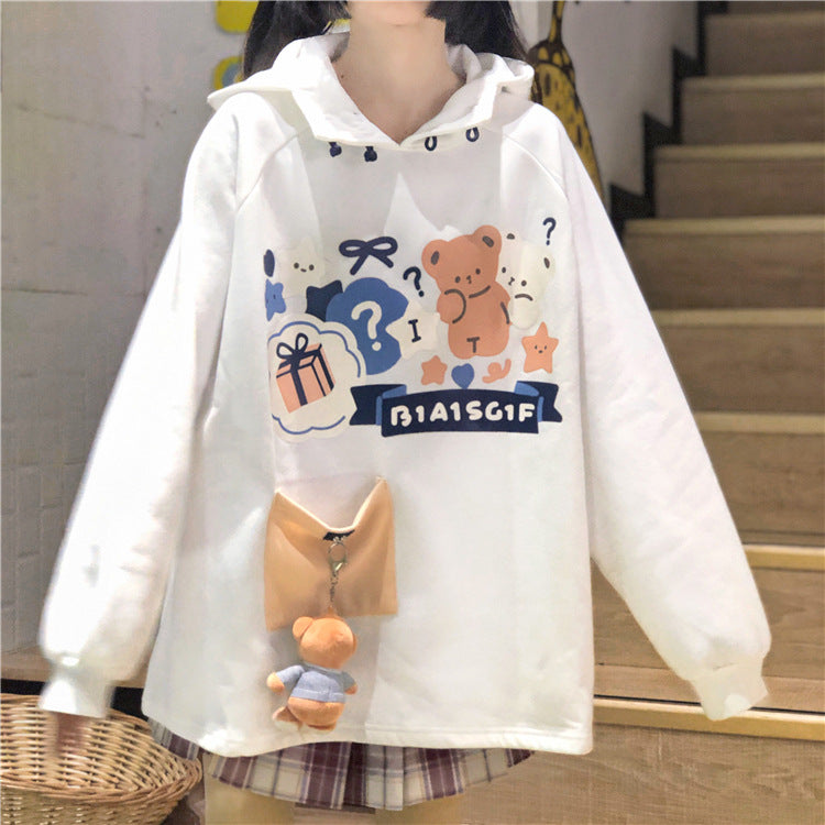 Gothic Lolita Harajuku Style Clothing Hooded Cute Printed Fleece Hoodie