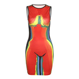 Women Exotic Dresses Spring 3D Printed Dress Slim Fit Sheath Dress
