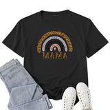 Boy Mama T Shirt Leopard Print Rainbow Mama Pattern Printed T-shirt