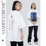 Blackair T Shirt Vintage Letter Print round Neck Loose Short Sleeves T-shirt