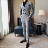 Double Brewed Seersucker Suit Autumn Men's Suit Two-Piece Suit