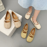 Nude Pumps Block Heel Vintage Leather Shoes