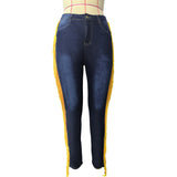 Women Plus Size Jeans High Waist Slim Tassel Denim Skinny Pants