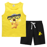Children Pokemon Pikachu Tshirts & Shorts Vest Middle Pants Sports Casual Thin Two Pieces