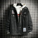 Denim Jacket Men's Spring and Autumn Tops Autumn Retro Casual Large Size Loose Solid Color Men Denim Jacket