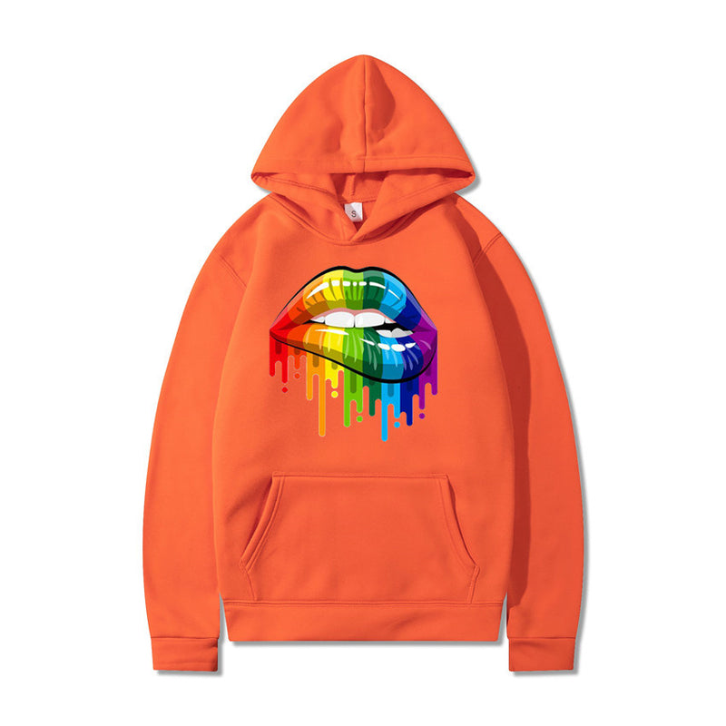 Drippy Hoodies Lip Printings Loose Sweater