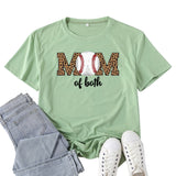 Boy Mama T Shirts Baseball Mama Leopard Print Letter Print T-shirt