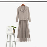 Fairy Dress Women's Woolen Skirt Autumn Mesh Ice Silk Dress Solid Color Knitted Base Skirt