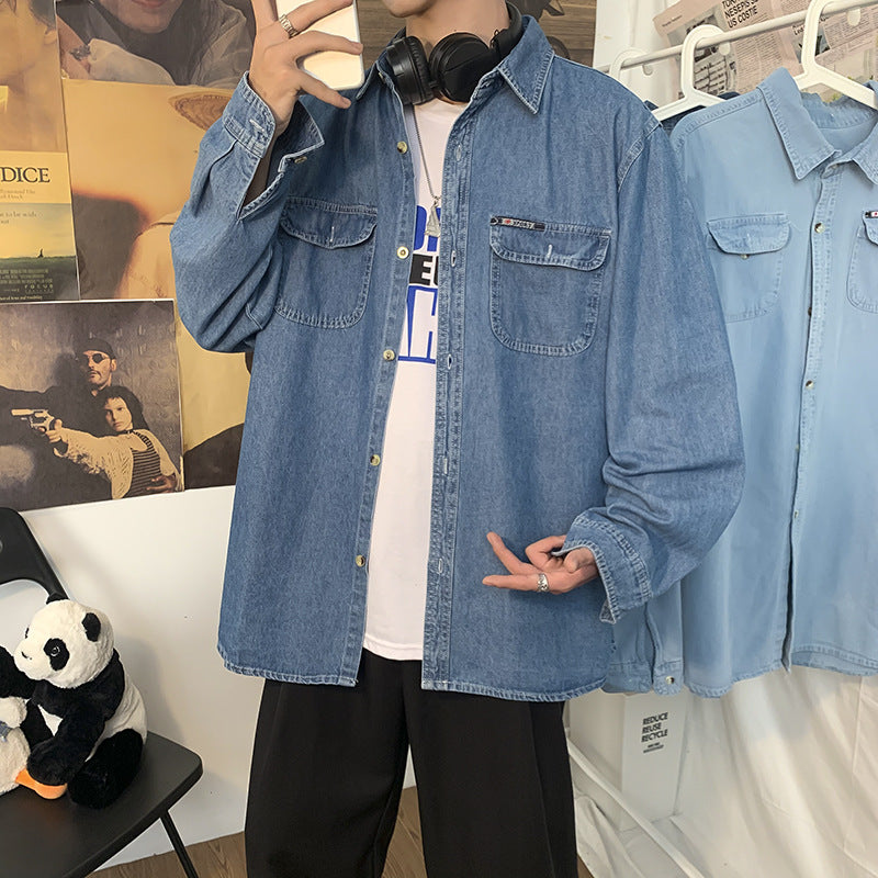 Denim Shirts Men's Loose Shirt Coat
