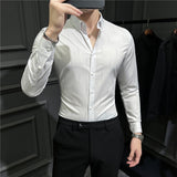 Men Shirts Casual Long Sleeve Shirt Slim Fit Business Suit Stretch Men's Shirt Clothes