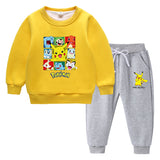 Children Pokemon Pikachu Hoodie & Pant Set Fleece Lined Padded Warm Keeping Winter Clothes Sweatershirt Suit