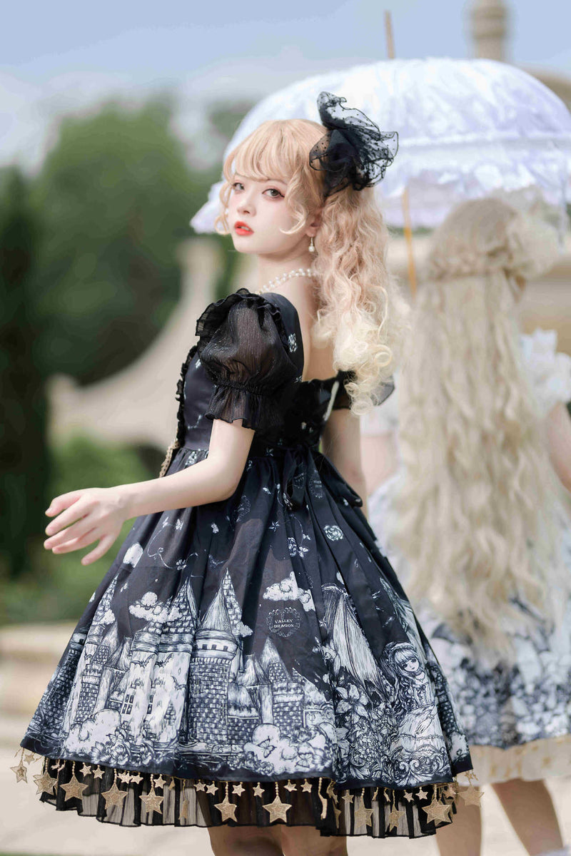 Gothic Lolita Harajuku Style Clothing Goth Style Lolita Elegant Op Short Sleeve Dress for Women
