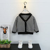 Toddler Boys Sweater Boys' Knitted Plaid Sweater Cardigan Coat