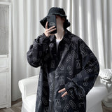Men's Shirts Lapel Men's Letters Printed Jacket Coat