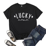 Boy Mama T Shirts Clover Lucky Mama Printed Short Sleeve T-shirt