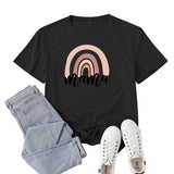 Boy Mama T Shirts Rainbow Mama Pattern Printed Short Sleeve T-shirt