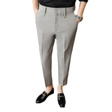 Men Trousers Pants Slim Solid Color Simple Light Business Pants