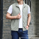 Mens Golf Vest Sports Slim Jacket Men's Sport Leisure Vest Men's Frock Vest Multi-Pocket Overalls