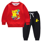 Children Pokemon Pikachu Hoodie & Pant Set Sweater Suit Fleece Lined Padded Warm Keeping Winter Clothes