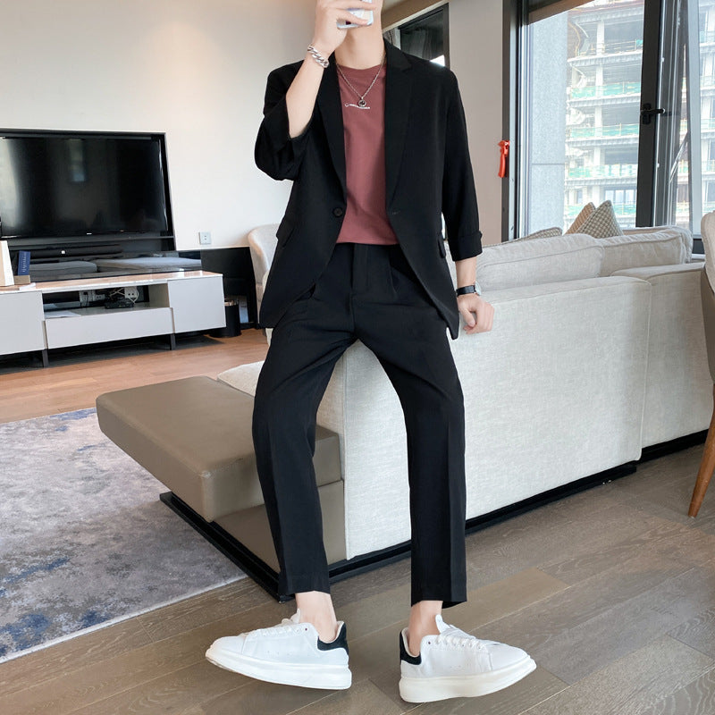 Seersucker Suit Men's Suit Two-Piece Set