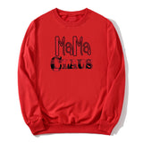 Boy Mama Hoodie Red Plaid Mama Printed Crew Neck Sweatshirt