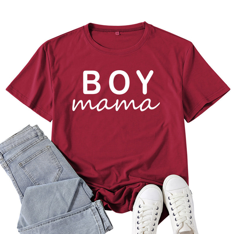 Boy Mama T Shirts Boy Mama Letter Printed T-shirt