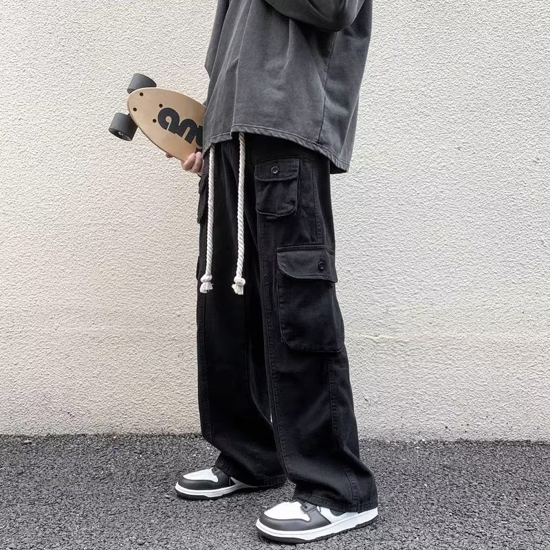 Men Cargo Pants Loose Retro Casual Trousers