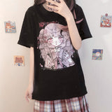 Gothic Lolita Harajuku Style Clothing Adhesive Bandage Girl Short Sleeve Printed T-shirt Women