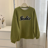 Harvard Sweatshirt Crew Neck Pullover Sweatshirt Female Winter Loose-Fitting Fashion Retro Thickened Warm Coat