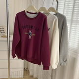 Diana Harvard Sweatshirt Vintage Bears Embroidery Plush Crew Neck Sweatshirt