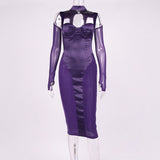 Bella Hadid Dress Stitching Mesh Camisole Dress