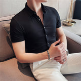 Men Shirts Stretch Business Short Sleeve Shirt
