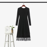 Fairy Dress Fall plus Size Lace Fairy Dress Female Base Sweater Dress