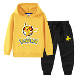 Children Pokemon Pikachu Hoodie & Pant Set Hooded Sweater Trousers Two-Piece Baby Cotton Sweater Set