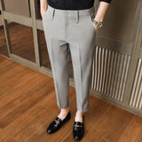 Men Trousers Pants Slim Solid Color Simple Light Business Pants