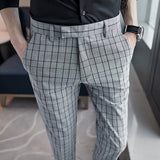 Men Trousers Checked Suit Trousers