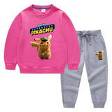 Children Pokemon Pikachu Hoodie & Pant Set Two-Piece Baby Cotton Sweater Set