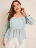 Women Plus Size Tops Long Sleeve Corset Square Collar Irregular Shirt