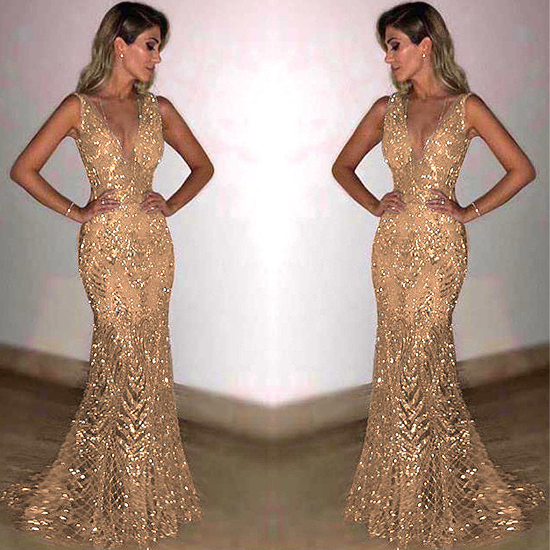 Mariah Carey See through Dress Long Sleeveless Sequins Dress Evening Dress