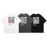 Men T Shirt Summer Casual Tops Men's Clothes Summer Wear Vintage Men's round Neck Short Sleeve Casual Loose Cartoon Printed T-shirt