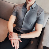 Men Shirts Stretch Business Short Sleeve Shirt