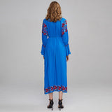 Women Dresses Bohemian Fashion Embroidered Floral V-neck Dress