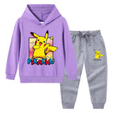 Children Pokemon Pikachu Hoodie & Pant Set Sweater Set Two-Piece Cotton Trendy